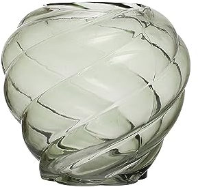 Bloomingville Runde gedrehte Glasvase, 19 cm, Grün