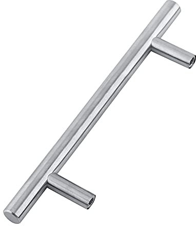 Akozon Stainless Steel T Bar Door Cabinet Pull Handle Kitchen Cupboard Knobs, Drawer Pulls Satin Hollow Tube T Bar, Hole Center Length 95mm, Full Length 150mm