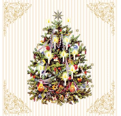 Ambiente Servietten 25 x 25 cm Cocktailservietten Weihnachtsbaum Tanne Christmas tree creme/Tischdeko/Bastelarbeiten/Decoupage