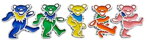 The Bear 5-Pack Car Badge Emblem in Multicolor – ABS Resin Composite, Chrome Finish 3D Decal for Vehicle Exterior