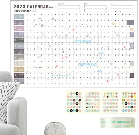 PEKMAR 365 Posterkalender | Wandkalender 12 Monate - Wandkalender 2024 Jahresplaner Plakatkalender Jan 2024 - Dez 2024