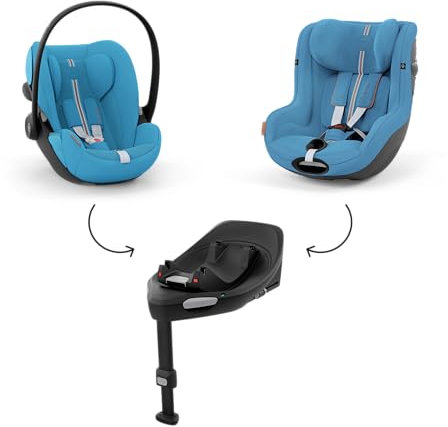 CYBEX Gold Babyschale Cloud G i-Size Plus mit Kinder-Autositz Sirona G i-Size Plus und ISOFIX Basis Base G, Inkl. Neugeboreneneinlage, Beach Blue