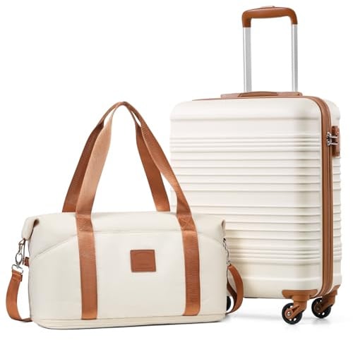 COOLIFE 55×40×20 Cabin Suitcase+40x25(36)x20cm Expandable Ryanair Cabin Bag | Lightweight Carry On Suitcase PC+ABS Hardshell, TSA Lock 4 Wheels, Tote– Ideal for EasyJet, Personal Item & Paid Hand Luggage