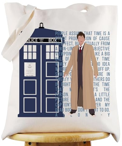 G2TUP Dr Who Canvas Tote Bag Police Box Gift Doctor David Police Box Shoulder Bag Police Doctor Merchandise, Police Box Tg, Tragetasche