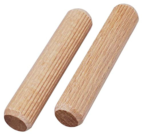 SKIR'CO (100 pezzi) Tasselli in Legno 10 x 70 mm, Tappi in Legno Scanalati, Perni Scanalati per Mobili, Tasselli Scanalati