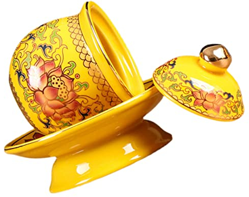 Alipis Taza De Suministro De Agua De Loto Contenedor De Ofrenda Budista Taza De Agua Taza Budista Templo Taza De Cerámica En Taza De Flor De Loto Soporte De Agua Del Templo Taza De