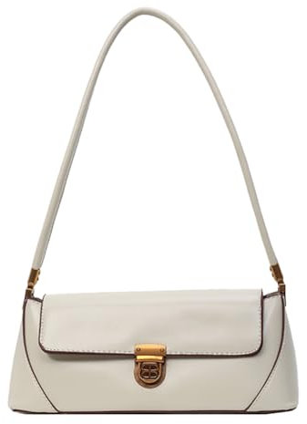 Quirkademy Schultertasche aus PU Leder, Achseltasche Handtasche Klein für Damen Mädchen, Y2K Shoulder Bag Vintage Handtasche Damen, Umhängetasche für Reise Büro Geschenk - Weiß