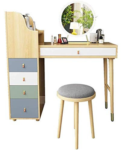 Generisch Schminktisch，Schminktische Schminkbänke Persönliche Schminkspiegel Schminkkommoden-Set mit 3 Schubladen für Schlafzimmer Aufbewahrungsset für Make-up und Schmuck Schminktisch-Set