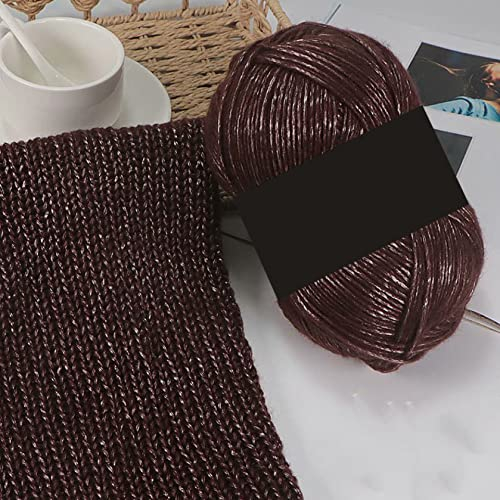 Garn, Garn zum Häkeln, 100 g/Knäuel, gemischtes, metallisch dickes Wollgarn, Seiden- und Baumwollgarn, DIY-Garn, Häkelgarn for Handstricken von Schals und Pullovern(17 kafeidou)