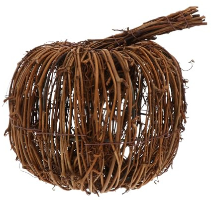 Garneck Halloween-Kürbis Rattan-Kugel Weinreben-Kürbis-Ornament DIY-Kürbis Aus Korbgeflecht Zum Basteln Für Halloween Herbst Erntedankfest Festliche Tischdekoration 19 X 16 cm