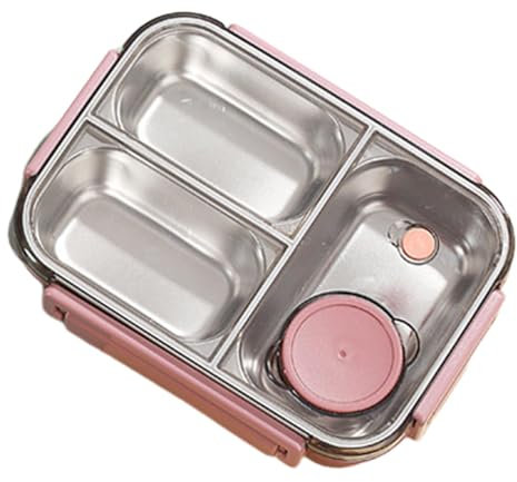 Lonchera de acero inoxidable para niños, contenedor de almuerzo a prueba de fugas con 3 compartimentos, lonchera portátil de gran capacidad para adultos, estudiantes y niños