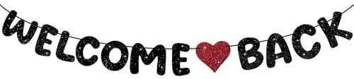 DAJISI Willkommensbanner,Herzlich Willkommen Girlande Papier Schwarz Schön Dass Du Wieder Da Bist Liebevoll Welcome Back Girlande