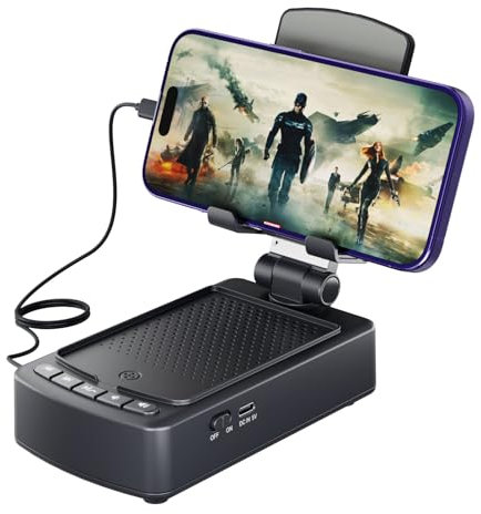 aipidmaga Gifts for Men Women,Cell Phone Stand with Bluetooth Speaker,Unique Gifts for Him Dad Women Her Husband,Adjustable Tablet Holder with Charging Function,Tech Gadgets for Table Desk (Black)