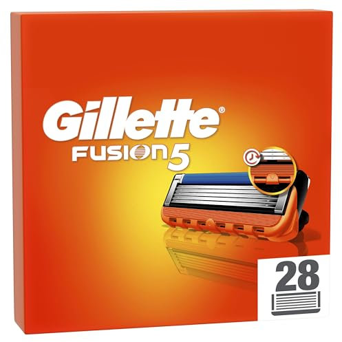 Gillette Fusion5 Rasierklingen, 28 Original Ersatzklingen für Herren mit größerem Gleitstreifen für sanftes Gleiten und 5 Klingen für eine gründliche und komfortable Rasur