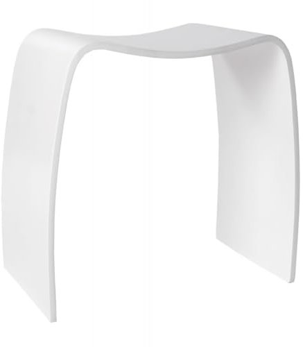 KADIMA DESIGN Niedriger Holzstuhl mit Weißer Lackierung | Beistellhocker MOJO für Wohnzimmer Lounge Schlafzimmer | Moderner Sitzhocker mit Glatter Oberfläche | Minimalistisches Design | 49x32x44 cm