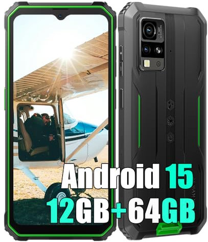 Blackview BV4800SE Android 15 Movil Irrompible 2025, 12GB+64GB/2TB SD IP68 Móvil Rugerizado, T615 Octa-Core, 5100mAh, 16MP+8MP, 6.56 HD+, Dual SIM 4G Movil Irrompible,GPS,NFC,OTG,FM,Gemini AI, Verde