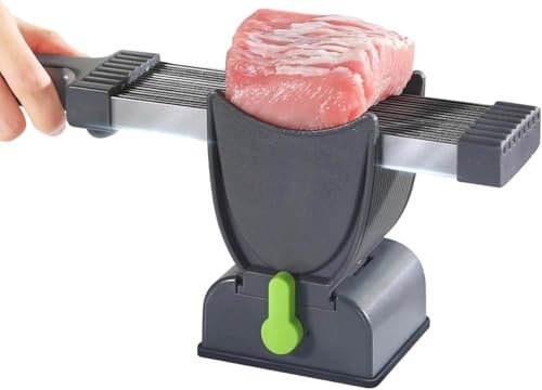 PZCC Trancheuse à Jambon, Trancheuse Manuelle, Trancheus Saucisson, Hachoir à Viande RéGlable, avec Brosse de Nettoyage, Convient pour Couper Du BœUf, de La Poitrine de Poulet et Du Saumon (gris)