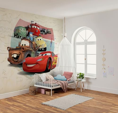 Komar Vlies Fototapete - Disney and Pixar Cars Open Road - Größe 250 x 250 cm - Tapete, Kinderzimmer, Kindertapete