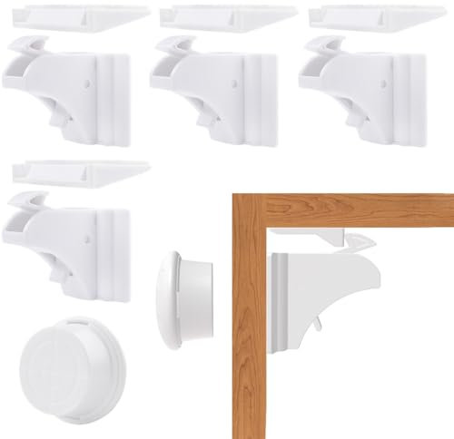 WeddHuis Sécurité Bébé, 4 serrures avec 1 clé, magnétique, invisible, sans perçage ni vis, Tiroir Armoires, Verrous, Cabinet de sécurité, bloc porte, bloque tiroir aimant