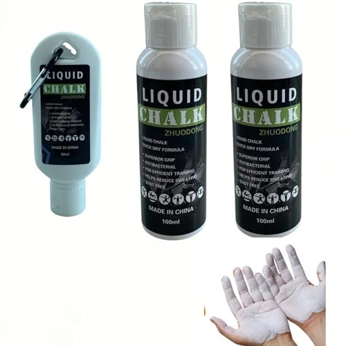 Kiuiom Gesso Liquido,Magnesite Liquida per Fitness,Chalk per Arrampicata, Riduce la Sudorazione,Migliora la Presa,Aumenta Le Prestazioni,Sollevamento Pesi,Arrampicata,Pole Dance,Cross Training,200ML
