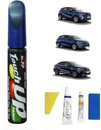 Treesiche Reparador Arañazos Coche para Renault, Rotulador De Reparación De Arañazos, 2 in 1 Pluma De Retoque del Coche,Rotulador Reparación Arañazos Coche, Iron Azul (RQH)