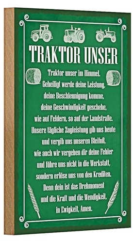 Traktor Unser | Humorvolles Holzschild | Geschenkidee für Landwirte | 12 cm x 18 cm