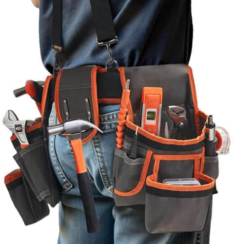 Werkzeuggürtel für Herren, Arbeitsgürtel für Baustelle, verstellbare | Taschen mit 19 Taschen für Reparaturen von Klempnerarbeiten und elektrischen Installationen