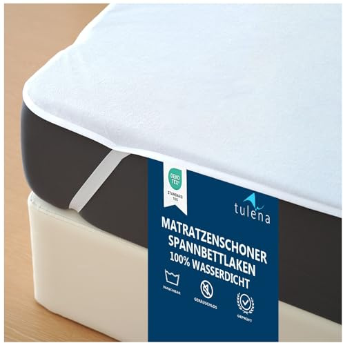 TULENA Matratzenschoner 160x200 cm aus Frottee – Matratzenauflage Mit Elastisch Eckbändern 100% wasserdicht, atmungsaktiv & weich – gegen Urin & Schweiß, Anti-Milben Bettbezug, Matratzenschutz-Bezug
