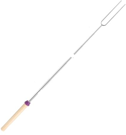 6Pcs Stainless Steel Telescoping Barbecue Fork Double Metal Skewers Roasting Stick Smores Skewer,Compatible for BBQ Hot Dog Picnic Camping