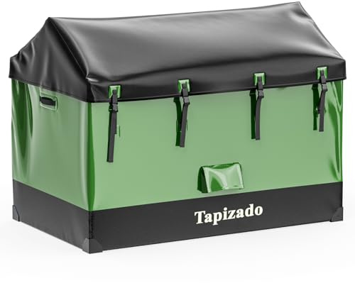 Tapizado 310 Gallon Extra Large Deck Boxes, 1170L Capacity Waterproof Outdoor Storage Bin for Patio Furniture Cushions, Pool Accessories, Garden Tools and Christmas Tree, Black & Green