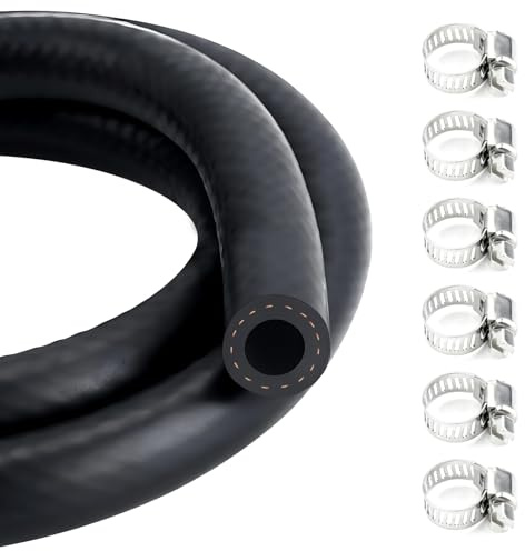 1 Metro Manguera de Gasolina,Tubo Gasolina Moto 8mm Diámetro Interior,Manguera Combustible con 6 Piezas Acero Inoxidable Abrazadera de Manguera,Línea de Combustible Para Coche,Moto,Motor Pequeño