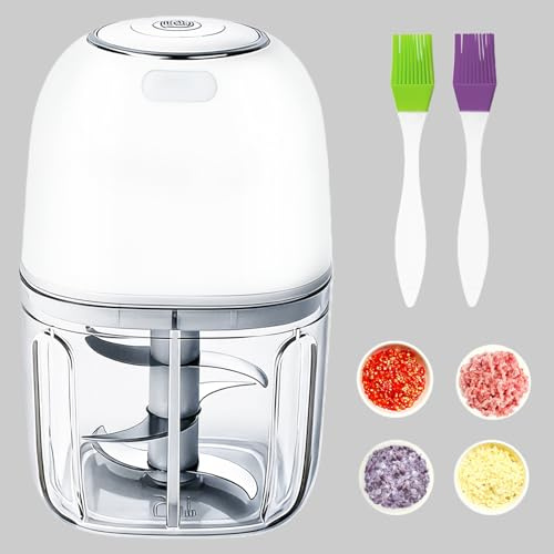 GEPROSMA Cordless Electric Vegetable Food Chopper Cutter Rechargeable,350ML Mini Food Processor blender, Small Portable Garlic Crusher Press Mincer, 6 Blades, Veggie Onion Veg Meat Chopper,Kitchen aid