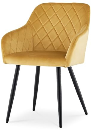 CLIPOP Esszimmerstühle 1er Set, Küchenstühle Gelb Samtstoff Wohnzimmerstühle Polsterstühle mit Armlehne Metallbeine Polstersessel Stühle für Esszimmer Wohnzimmer Küche (1, Samt Gelb)