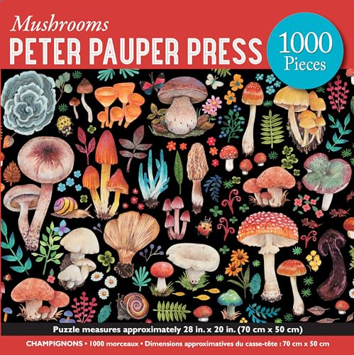 Mushrooms 1000-Piece Jigsaw Puzzle, Earthy Tones (Greens, Browns, Reds, Etc.), 28'' x 20'', Blue