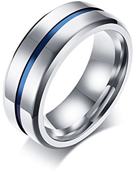 Daesar Edelstahl Ring Herren, Silber Ringe Männer Personalisiert 8MM Matt Trauringe Eheringe Nickelfrei Große 62 (19.7)