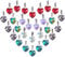 PH PandaHall 6 Farben Herz Glas Charms Anhänger, 30 Stück Facettierte Herz Kristall Charms Strass Aufhänger Große Lochperlen für Hochzeit, Valentinstag, Mutter, Halskette, Armbänder, Loch: 5mm