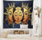 ABAKUHAUS Psychedelisch Wandteppich und Tagesdecke, Mystic Mond Sonne, aus Weiches Mikrofaser Stoff Wand Dekoration Für Schlafzimmer, 150 cm x 110 cm, Dunkelblau Gelb