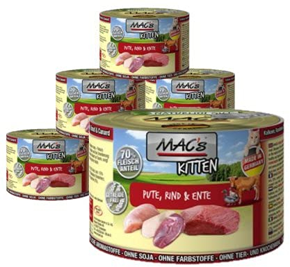 MACs Cat Kitten Pute, Rind & Ente Getreidfrei 200g Größe 6 x 200g