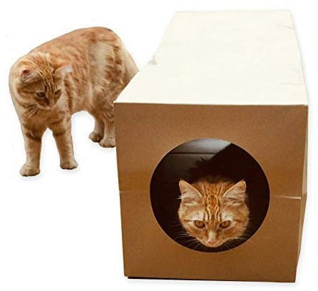 CATMAT - Cardboard Cat Tunnel Heavy Duty Cat Tunnels for Indoor Cats Kittens Dogs Puppies Rabbits, Cat Tube Tunnel, Cat Crinkle Toys Collapsible Cat Tunnel - 1m Long 30cm Diameter
