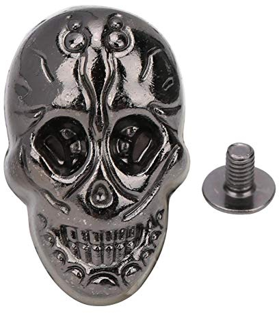 HEEPDD 20 Piezas Tachuelas de Calavera, cráneo Cruzado 3D Fantasma Remache espárrago Botones Decorativos Punk con 20 Piezas Tornillos para Bolsa cinturón de Cuero DIY fabricación(Color del Arma)