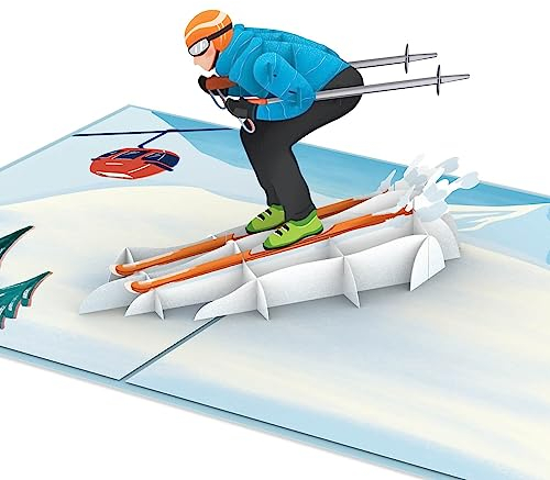papercrush® Pop-Up Karte Skifahrer - Lustige Gutscheinkarte für Männer zum Skifahren & Skiurlaub, 3D Gutschein für Skipass & Skikurs, Handgemachte Ski Geschenkkarte, Winter Geburtstagskarte für Freund