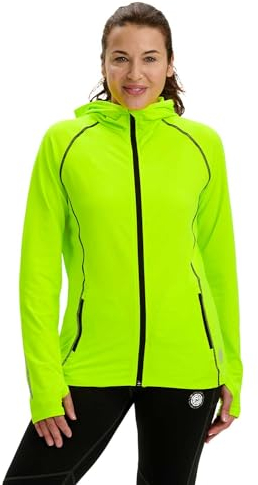 time to run Thermo-Laufjacke für Damen mit Frontreißverschluss Tasches und Kapuze XXL Limonengrün