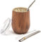 balibetov - Neu - Modernes Yerba Mate Gourd Set (Mate Tasse) - Doppelwandiger 18/8 Edelstahl Enthält zwei Bombillas und eine Reinigungsbürste (HOLZ, 235 ml)
