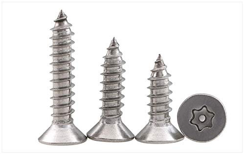 304 Edelstahl-Lappen Flachkopf Madenschraube, selbstschneidende Torx-Schraube, Diebstahlschutz, Schraube M2,9/3,5/3,9/4,8 x 6,5–38 mm, 38 mm, 20 Stück, M2,9