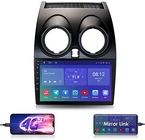 Ossuret Android 12 Auto Navigation Stereo für Nissan Qashqai J10 (2006-2013), 6+64GB GPS-Navigation 9-Zoll-Touchscreen mit Carplay Android Auto 4G LTE Bluetooth Wetter DSP RDS