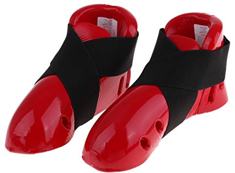 Milageto Karate Taekwondo Protezione per I Piedi per Calzature da Allenamento per Arti Marziali - Rosso, M