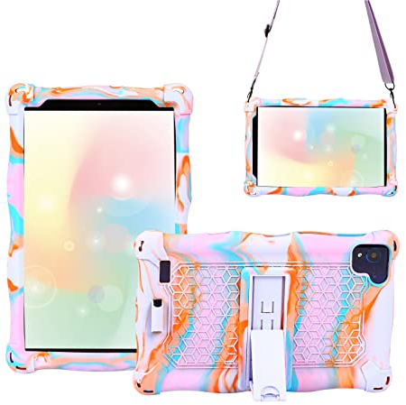 AKNICI 8 Zoll Hülle für TECLAST P80T P85/Haehne 8 Zoll/Huawei Mediapad M5 M6 8.4 Zoll/Samsung Tablet T220 T225 T290 T295 T297/CWOWDEFU 8 Zoll/Topluck 8 Zoll/Blackview Tab 6 mit Schultergurt, Rose Lila