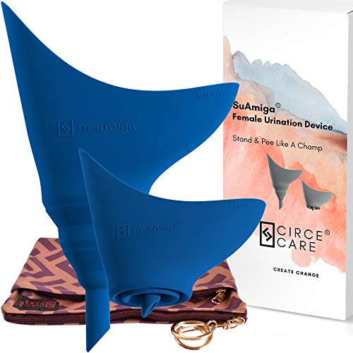 CIRCE CARE SuAmiga Urinoir féminin pliable avec sac étanche ; urinoir portable réutilisable pour femme pour faire pipi debout ; entonnoir urinoir pour femme pour voyage, camping, randonnée, extérieur