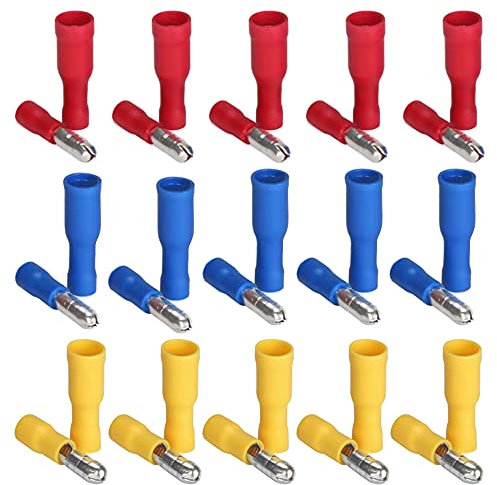 Ruidee 160 Stück Kabelschuhe Isolierte Stoßverbinder Rundstecker Steckverbinder Rundsteckhülsen Kit(DPZ)