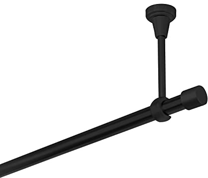 Gardinenstange schwarz 480 cm 1-läufig 19 mm aus Metall Deckenbefestigung Endstück Kappe
